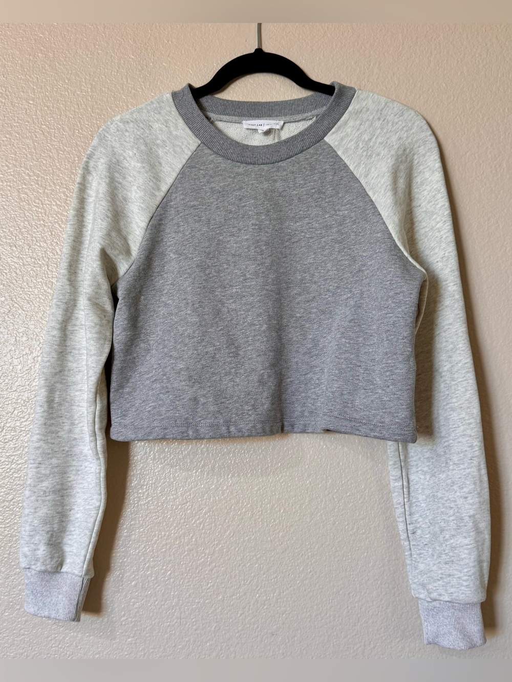 Grey Lab by 2.7 August Apparel 100% Cotton Raglan Cropped Sweatshirt Grey S